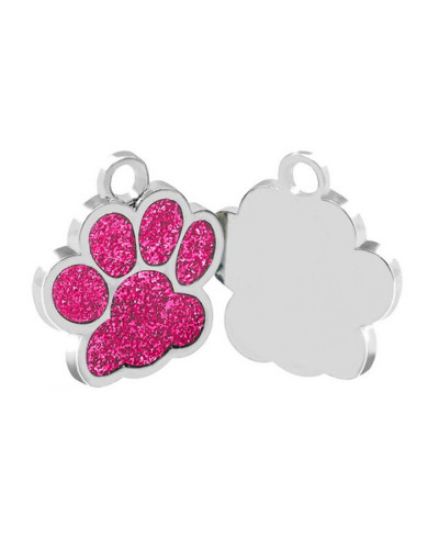 médaille pour chien empreinte pailletée fuchsia