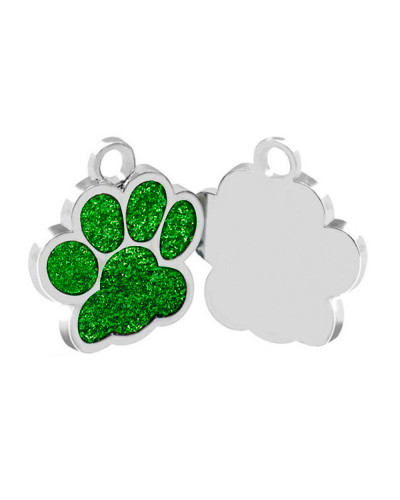 médaille pour chien empreinte pailletée vert