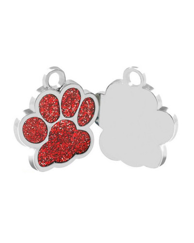 médaille pour chien empreinte pailletée rouge