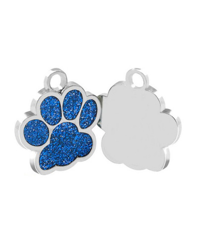 médaille pour chien empreinte pailletée bleu